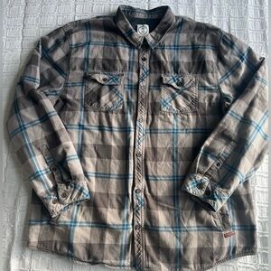 Voyager Plaid Thermal Lined Flannel Shacket — Men’s XXL Blue Button-Up